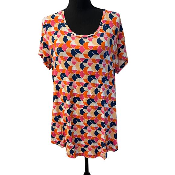 JM Collection multi color women's blouse short sleeves Large color block - Picture 1 of 11